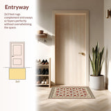 Ultra Soft Area Rug, Non Slip, Stain Resistant, Washable Area Rugs for Living Room, Bedroom, Vintage Floral Non-Slip Bedroom Area Carpet(White)