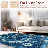 Ultra Soft Area Rug, Non Slip, Stain Resistant, Washable Area Rugs for Living Room, Bedroom, Whimsical Kraken Tentacle Design Area Rug for Vibrant Home Decor(Blue)