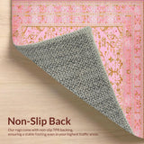 Ultra Soft Area Rug, Non Slip, Stain Resistant, Washable Area Rugs for Living Room, Bedroom, Sophisticated Diamond Trellis Aesthetic(Pink)