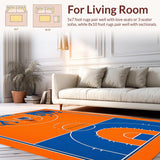 Ultra Soft Area Rug, Non Slip, Stain Resistant, Washable Area Rugs for Living Room, Bedroom, Whimsical Court Lines in Color(Orange)