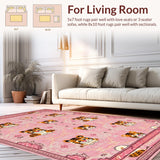 Ultra Soft Area Rug, Non Slip, Stain Resistant, Washable Area Rugs for Living Room, Bedroom, Whimsical Soft Pastel Decor(Pink)