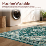 Ultra Soft Area Rug, Non Slip, Stain Resistant, Washable Area Rugs for Living Room, Bedroom, Rustic Green Blue Patterned Textile(Blue)