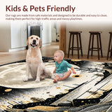 Ultra Soft Area Rug, Non Slip, Stain Resistant, Washable Area Rugs for Living Room, Bedroom, Trendy Half Moon Textile Art(Gold)