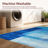 Ultra Soft Area Rug, Non Slip, Stain Resistant, Washable Area Rugs for Living Room, Bedroom, Elegant Modern Linear Artistry(Blue)