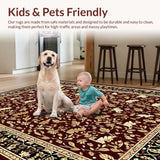 Ultra Soft Area Rug, Non Slip, Stain Resistant, Washable Area Rugs for Living Room, Bedroom, Chic Earthy Tones Vintage Aesthetic(Red)