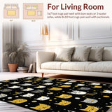Ultra Soft Area Rug, Non Slip, Stain Resistant, Washable Area Rugs for Living Room, Bedroom, Rustic Black Animal Motif Decor(Black)