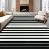 Ultra Soft Area Rug, Non Slip, Stain Resistant, Washable Area Rugs for Living Room, Bedroom, Artisan Woven Rug With Sophisticated Dual-Tone Horizontal Bands(Black)