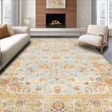 Ultra Soft Area Rug, Non Slip, Stain Resistant, Washable Area Rugs for Living Room, Bedroom, Chic Neutral Toned Medallion(Blue)