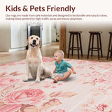 Ultra Soft Area Rug, Non Slip, Stain Resistant, Washable Area Rugs for Living Room, Bedroom, Sleek Contemporary Shag Texture Theme(Pink)