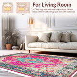 Ultra Soft Area Rug, Non Slip, Stain Resistant, Washable Area Rugs for Living Room, Bedroom, Boho Chic Pink Living Room Non-Shedding Rug(Pink)