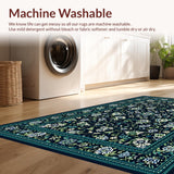 Ultra Soft Area Rug, Non Slip, Stain Resistant, Washable Area Rugs for Living Room, Bedroom, Bold Colorful Ogee Pattern(Blue)