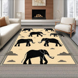 Ultra Soft Area Rug, Non Slip, Stain Resistant, Washable Area Rugs for Living Room, Bedroom, Rustic Cocoa-Black Animal Motif(Beige)