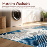Ultra Soft Area Rug, Non Slip, Stain Resistant, Washable Area Rugs for Living Room, Bedroom, Nova Collection Blue Grey Beige Coastal Accent Area Rug(Blue)
