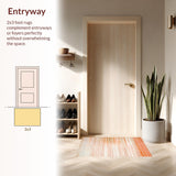Ultra Soft Area Rug, Non Slip, Stain Resistant, Washable Area Rugs for Living Room, Bedroom, Elegant Peach and Gold Gradient Rug with Thin Striped Motif and Modern Lines(Beige)