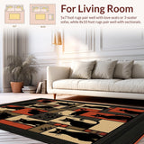Ultra Soft Area Rug, Non Slip, Stain Resistant, Washable Area Rugs for Living Room, Bedroom, Quirky Contemporary Cat Imagery(Black)