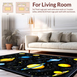 Ultra Soft Area Rug, Non Slip, Stain Resistant, Washable Area Rugs for Living Room, Bedroom, Vivid Cosmic Patterned Mat(Yellow)