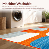 Modern Abstract Area Blue & Orange Woven Design(Orange)
