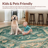 Ultra Soft Area Rug, Non Slip, Stain Resistant, Washable Area Rugs for Living Room, Bedroom, Elegant Abstract Tiled Composition(Green)