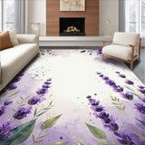 Ultra Soft Area Rug, Non Slip, Stain Resistant, Washable Area Rugs for Living Room, Bedroom, Lavish Watercolor Garden Fusion(Purple)