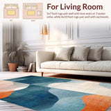 Ultra Soft Area Rug, Non Slip, Stain Resistant, Washable Area Rugs for Living Room, Bedroom, Peach Whisper Abstract Accent Floor Rug(Blue)