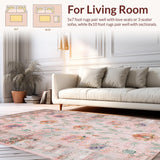 Ultra Soft Area Rug, Non Slip, Stain Resistant, Washable Area Rugs for Living Room, Bedroom, Sophisticated Dusty Toned Artistry(Pink)