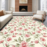 Ultra Soft Area Rug, Non Slip, Stain Resistant, Washable Area Rugs for Living Room, Bedroom, Serene Watercolor Floral Design(White)