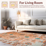 Ultra Soft Area Rug, Non Slip, Stain Resistant, Washable Area Rugs for Living Room, Bedroom, Warm Toned Abstract Pattern(Orange)