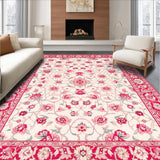 Ultra Soft Area Rug, Non Slip, Stain Resistant, Washable Area Rugs for Living Room, Bedroom, Tranquil Vintage Flower Style(White)