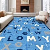 Ultra Soft Area Rug, Non Slip, Stain Resistant, Washable Area Rugs for Living Room, Bedroom, Charming Round Educational Motif(Blue)