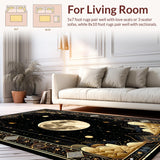 Ultra Soft Area Rug, Non Slip, Stain Resistant, Washable Area Rugs for Living Room, Bedroom, Striking Textured Diamond Theme(Gold)