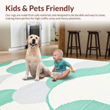Ultra Soft Area Rug, Non Slip, Stain Resistant, Washable Area Rugs for Living Room, Bedroom, Elegant Soft Textured Circular Pattern(White)
