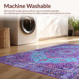 Ultra Soft Area Rug, Non Slip, Stain Resistant, Washable Area Rugs for Living Room, Bedroom, Vibrant Medallion Chic Aesthetic(Blue)