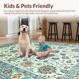 Ultra Soft Area Rug, Non Slip, Stain Resistant, Washable Area Rugs for Living Room, Bedroom, Soft Colorful Eclectic Arrangement(Ivory)