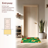 Ultra Soft Area Rug, Non Slip, Stain Resistant, Washable Area Rugs for Living Room, Bedroom, Colorful Geometric Coastal Charm(Green)