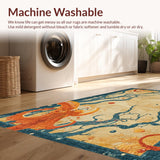 Ultra Soft Area Rug, Non Slip, Stain Resistant, Washable Area Rugs for Living Room, Bedroom, Boho Octopus Rug:  Playful Tentacle Pattern Area Rug(Beige)