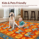 Ultra Soft Area Rug, Non Slip, Stain Resistant, Washable Area Rugs for Living Room, Bedroom, Chic Nature-Inspired Entrance Accent(Orange)