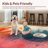 Ultra Soft Area Rug, Non Slip, Stain Resistant, Washable Area Rugs for Living Room, Bedroom, Gradient Moon Phase Boho Hallway Runner(Orange)