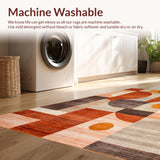 Ultra Soft Area Rug, Non Slip, Stain Resistant, Washable Area Rugs for Living Room, Bedroom, Bold Abstract Geometric Fusion(Orange)