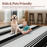 Ultra Soft Area Rug, Non Slip, Stain Resistant, Washable Area Rugs for Living Room, Bedroom, Farmhouse Inspired Bold Stripe Concept(Black)