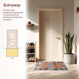 Ultra Soft Area Rug, Non Slip, Stain Resistant, Washable Area Rugs for Living Room, Bedroom, Stylish Modern Ethnic Patterns(Orange)