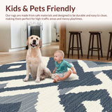 Ultra Soft Area Rug, Non Slip, Stain Resistant, Washable Area Rugs for Living Room, Bedroom, Rustic Minimalist Geometric Style(Blue)