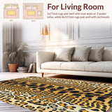 Ultra Soft Area Rug, Non Slip, Stain Resistant, Washable Area Rugs for Living Room, Bedroom, Tiger Pattern Dormitory Floor Mat with Plush Flannel(Beige)