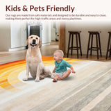 Ultra Soft Area Rug, Non Slip, Stain Resistant, Washable Area Rugs for Living Room, Bedroom, Whimsical Sunburst Gradient Art(Orange)