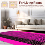 Ultra Soft Area Rug, Non Slip, Stain Resistant, Washable Area Rugs for Living Room, Bedroom, Lively Modern Striped Aesthetic(Pink)