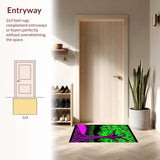 Ultra Soft Area Rug, Non Slip, Stain Resistant, Washable Area Rugs for Living Room, Bedroom, Bold Illuminated Organic Design(Green)