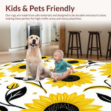 Ultra Soft Area Rug, Non Slip, Stain Resistant, Washable Area Rugs for Living Room, Bedroom, Luxurious Colorful Round Arrangement(Yellow)