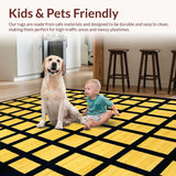 Ultra Soft Area Rug, Non Slip, Stain Resistant, Washable Area Rugs for Living Room, Bedroom, Chic Ogee Patterned Aesthetic(Yellow)
