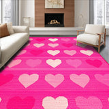 Ultra Soft Area Rug, Non Slip, Stain Resistant, Washable Area Rugs for Living Room, Bedroom, Stylish Heart-Inspired Room Element(Pink)