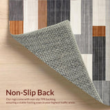Ultra Soft Area Rug, Non Slip, Stain Resistant, Washable Area Rugs for Living Room, Bedroom, Chic Neutral Toned Geometric Motif(Gray)