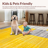 Ultra Soft Area Rug, Non Slip, Stain Resistant, Washable Area Rugs for Living Room, Bedroom, Elegant Contemporary Artful Design(Yellow)